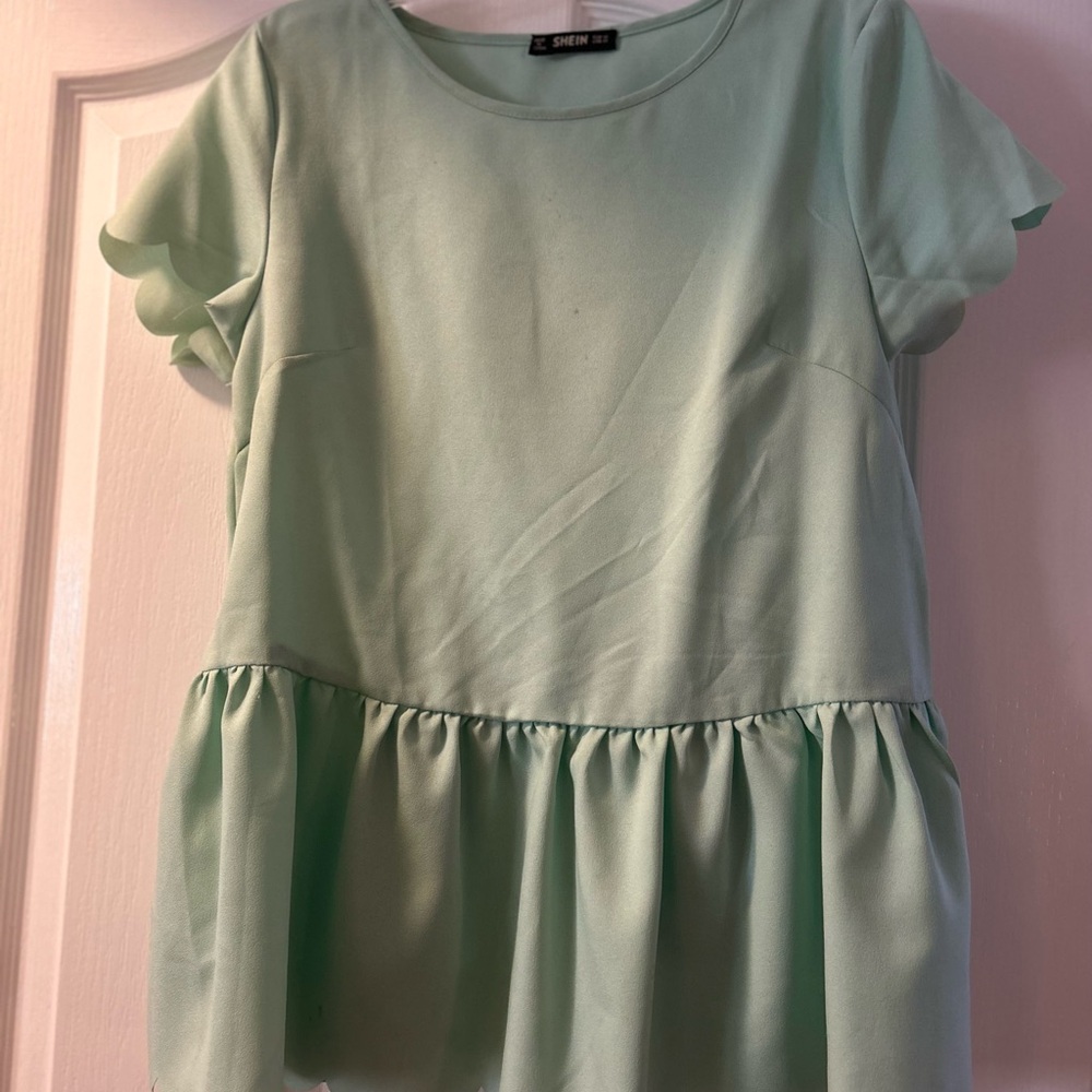 Shein Mint Green Peplum Top